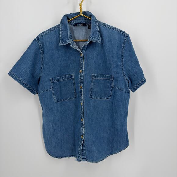 Eddie Bauer Tops - Eddie Bauer Women's Denim Button-Up Shirt - Size XL Tall